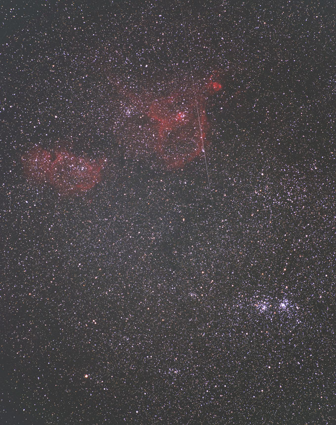 Double Cluster and Meteor