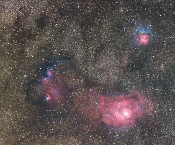 Lagoon Nebula and Trifid Nebula